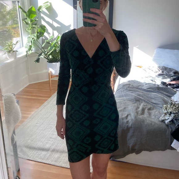 Faux Wrap Patterned Dress - Picture 2 of 6